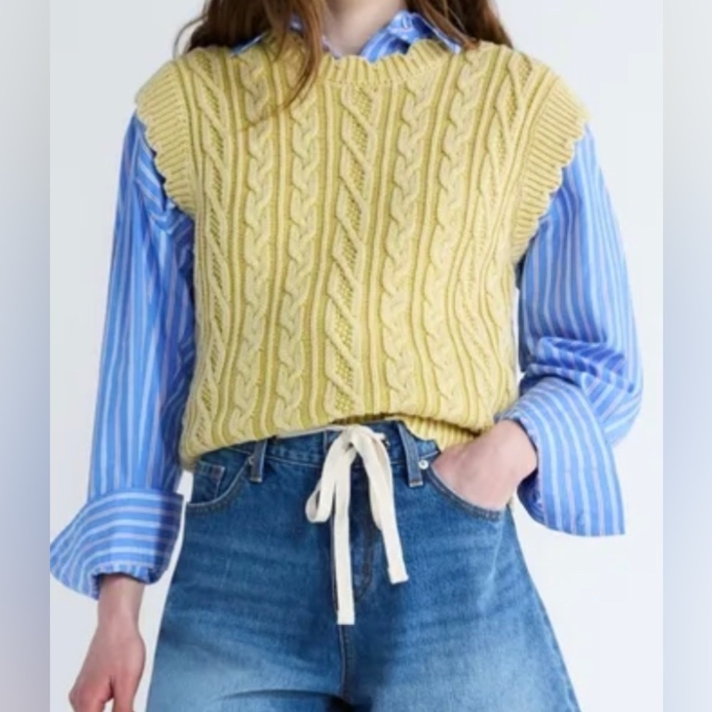 Free Assembly Women's Scalloped Cable Knit Cotton Vest
